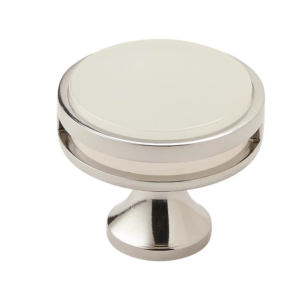 Amerock Oberon 1-3/8 in (35 mm) Diameter Polished Nickel/Frosted Cabinet Knob