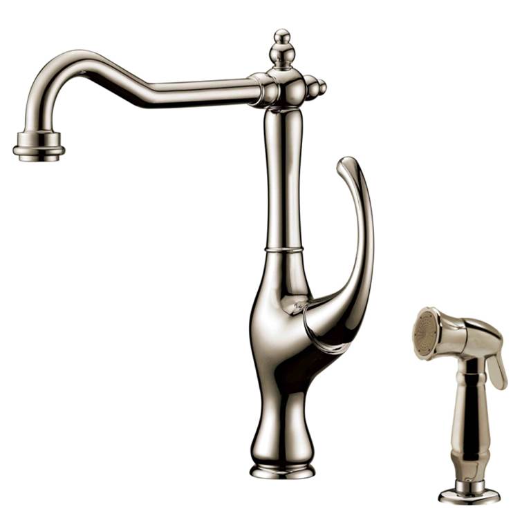 Dawn Single-Lever Kitchen Faucet With Side-Spray, Brushed Nickel