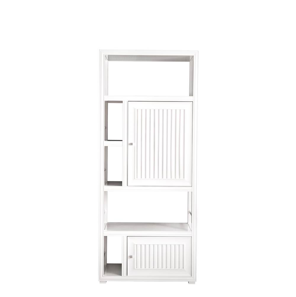 James Martin Vanities Athens 30'' Bookcase Linen Cabinet (double-sided), Glossy White