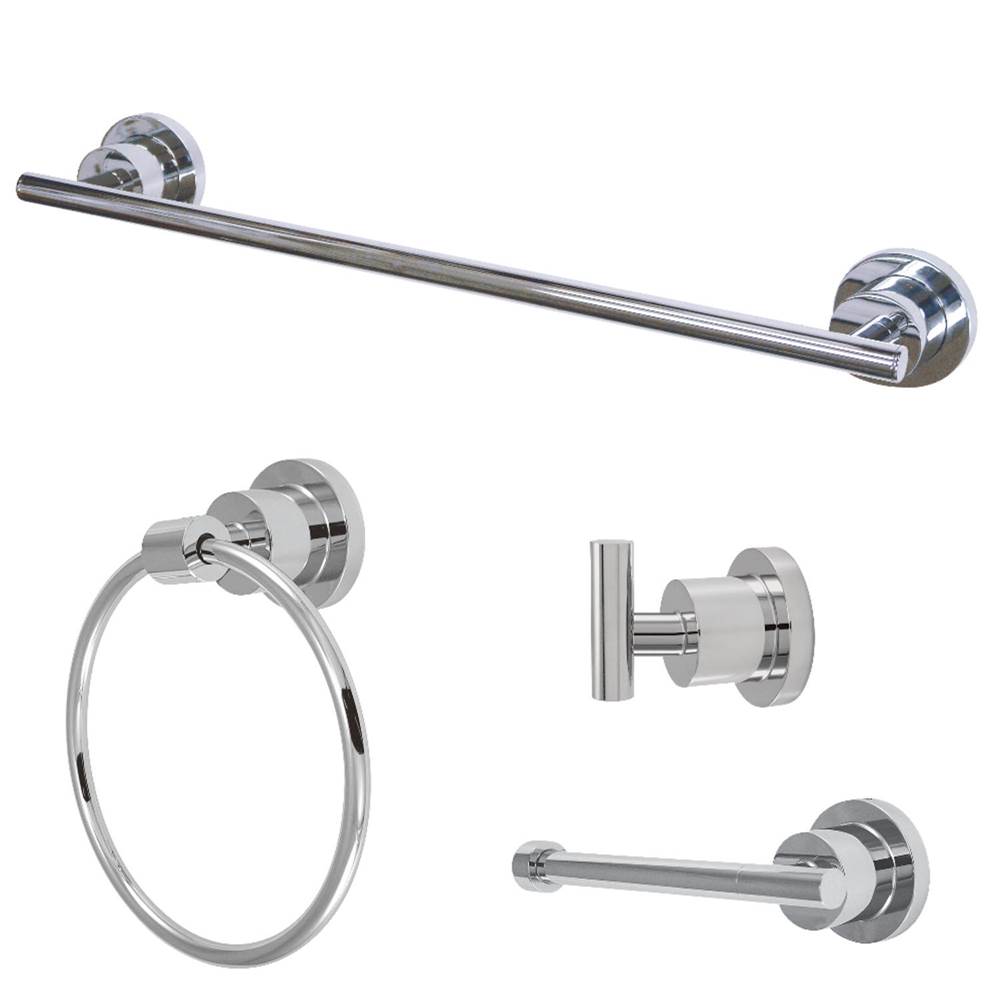 Kingston Brass 4-Piece Bathroom Accessories Set, Polished Chrome