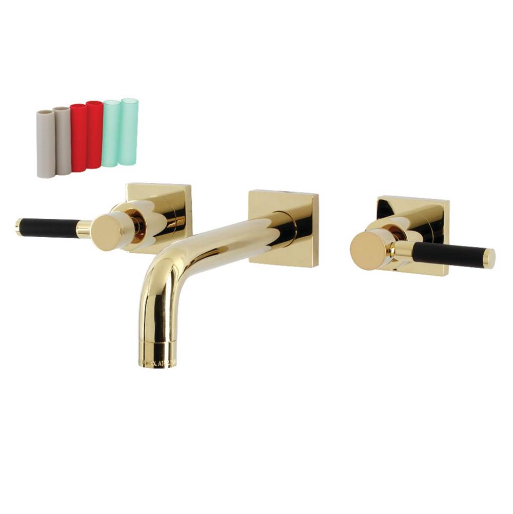 Kingston Brass Ksiser Two-Handle Wall Mount Bathroom Faucet, Polished Brass