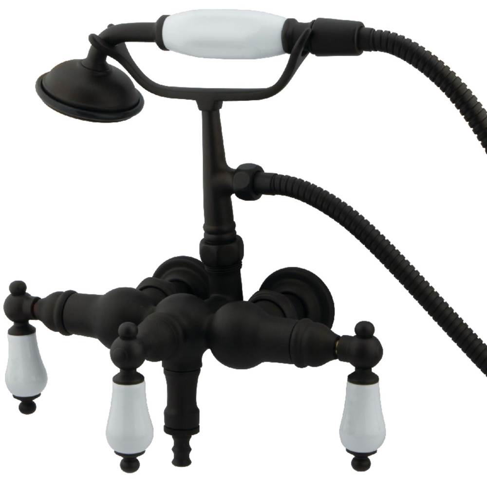 Kingston Brass Vintage 3-3/8-Inch Wall Mount Tub Faucet with Hand Shower, Oil Rubbed Bronze