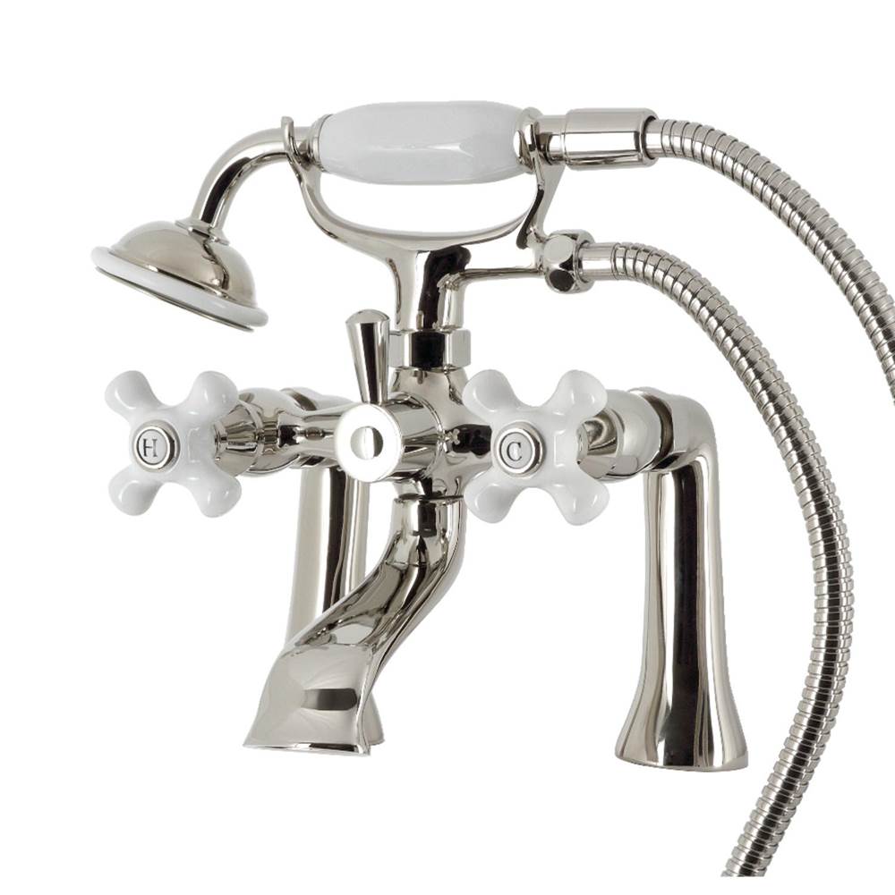 Kingston Brass Kingston Brass KS268PXPN Kingston Deck Mount Clawfoot Tub Faucet with Hand Shower, Polished Nickel