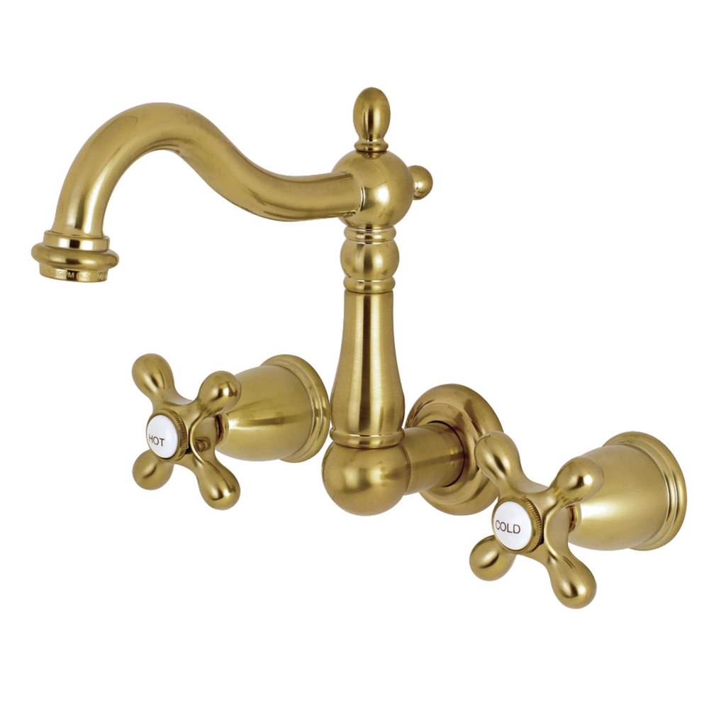 Kingston Brass 8-Inch Center Wall Mount Bathroom Faucet, Brushed Brass