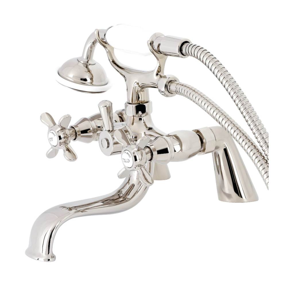 Kingston Brass Essex Deck Mount Clawfoot Tub Faucet with Hand Shower, Polished Nickel