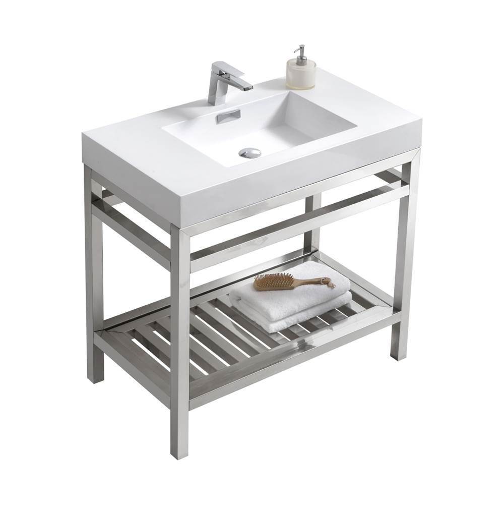 KubeBath Cisco 36'' Stainless Steel Console with Acrylic Sink - Chrome