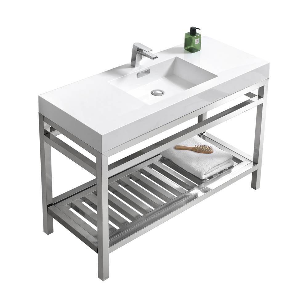 KubeBath Cisco 48'' Stainless Steel Console with Acrylic Sink - Chrome