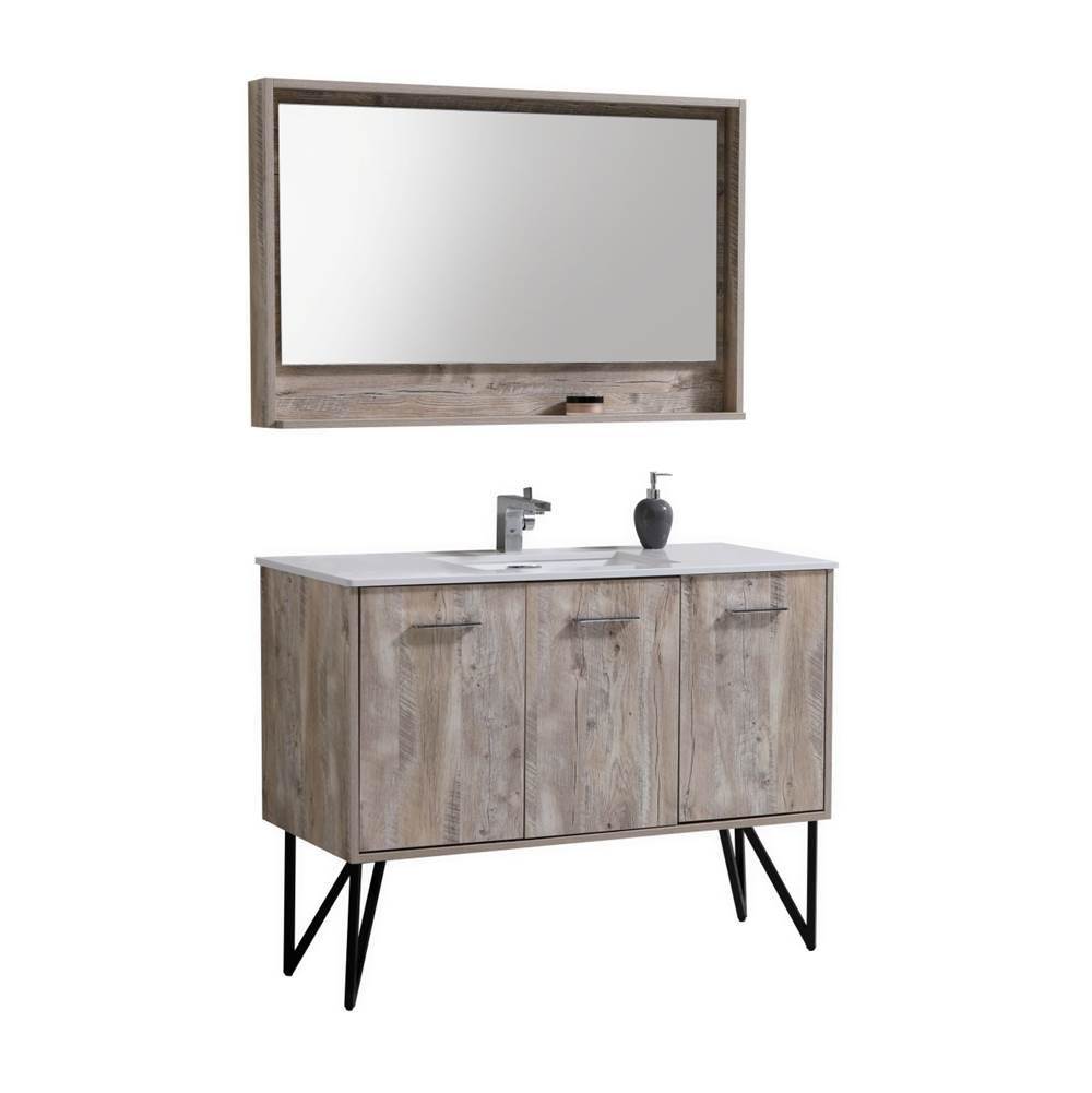 KubeBath Bosco 48'' Modern Bathroom Vanity w/ Quartz Countertop and Matching Mirror