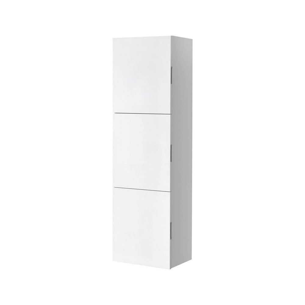 KubeBath Bliss 18'' Wide by 59'' High Linen Side Cabinet With Three Doors in Gloss White Finish