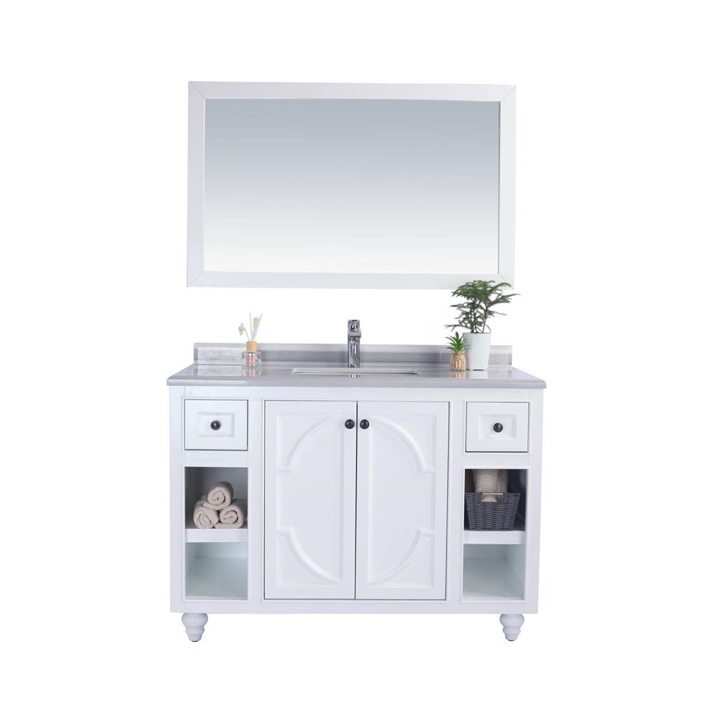 LAVIVA Odyssey - 48 - White Cabinet And White Stripes Marble Countertop
