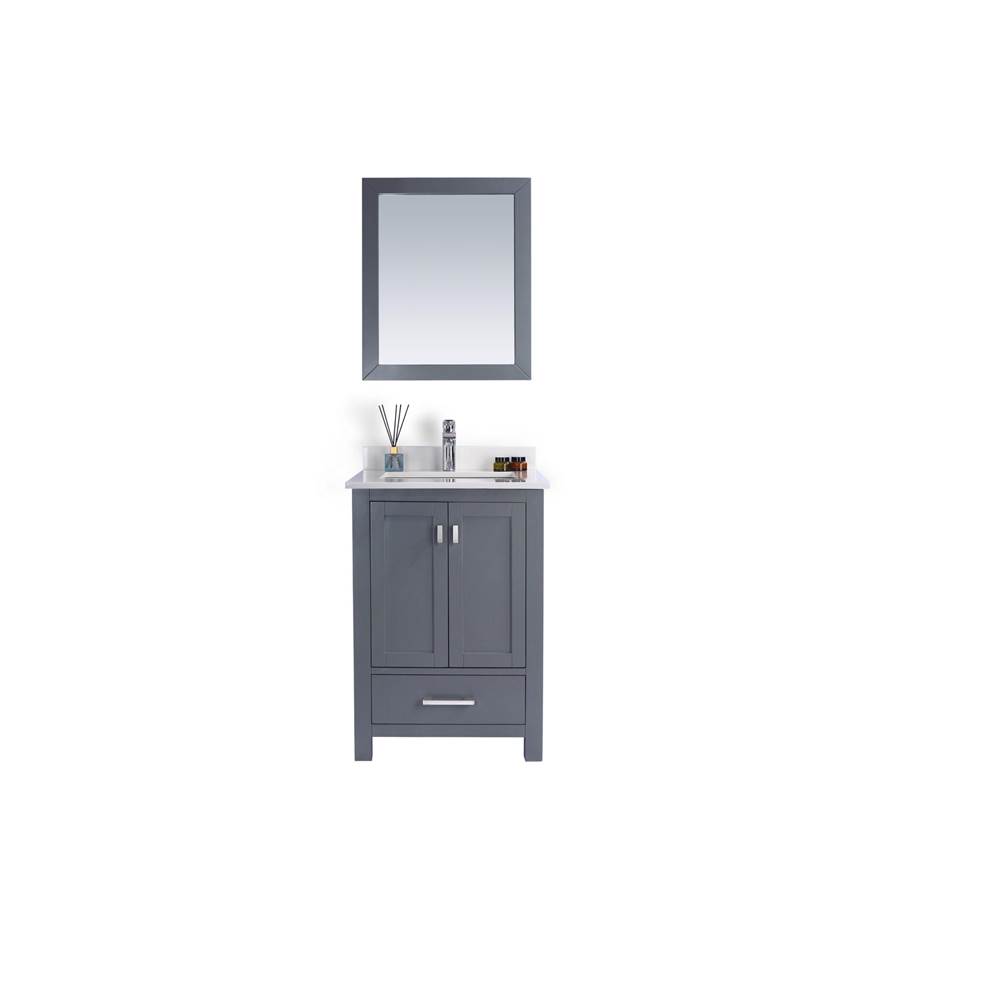 LAVIVA Wilson 24 - Grey Cabinet And White Quartz Countertop