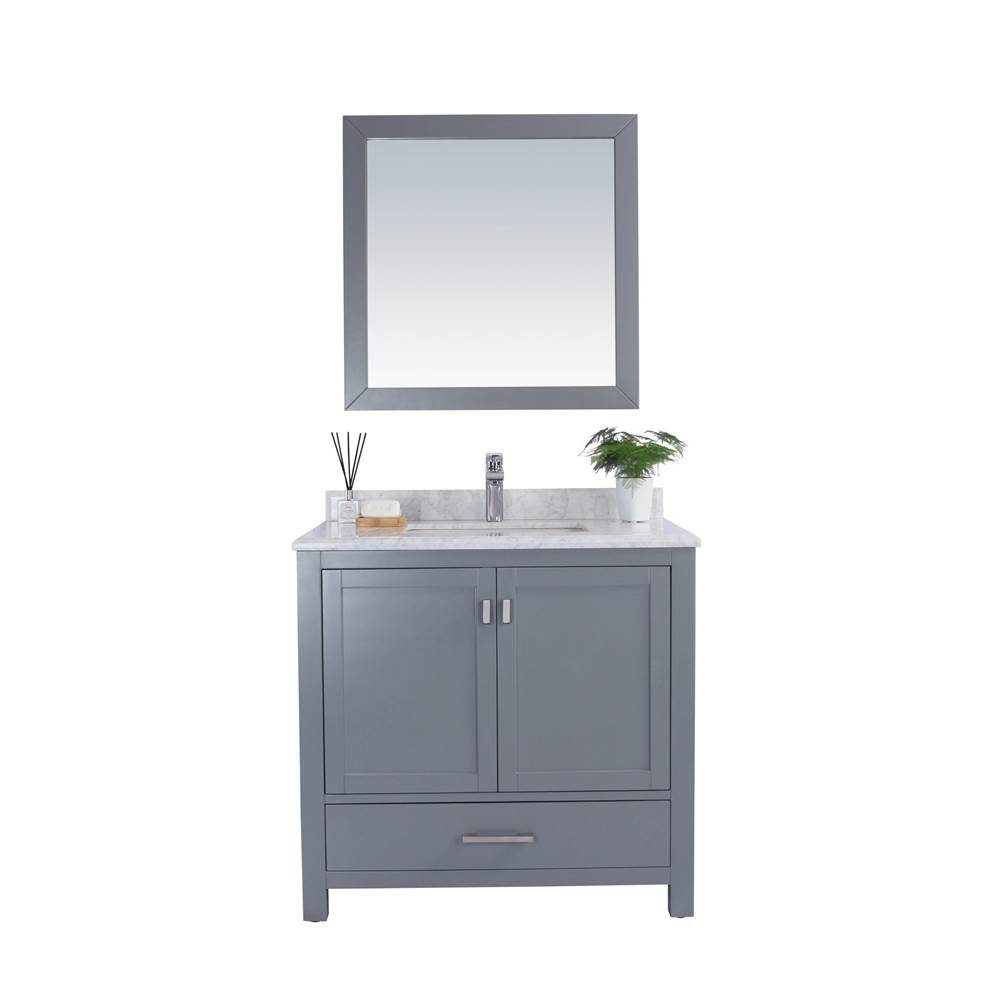 LAVIVA Wilson 36 - Grey Cabinet And White Carrara Marble Countertop
