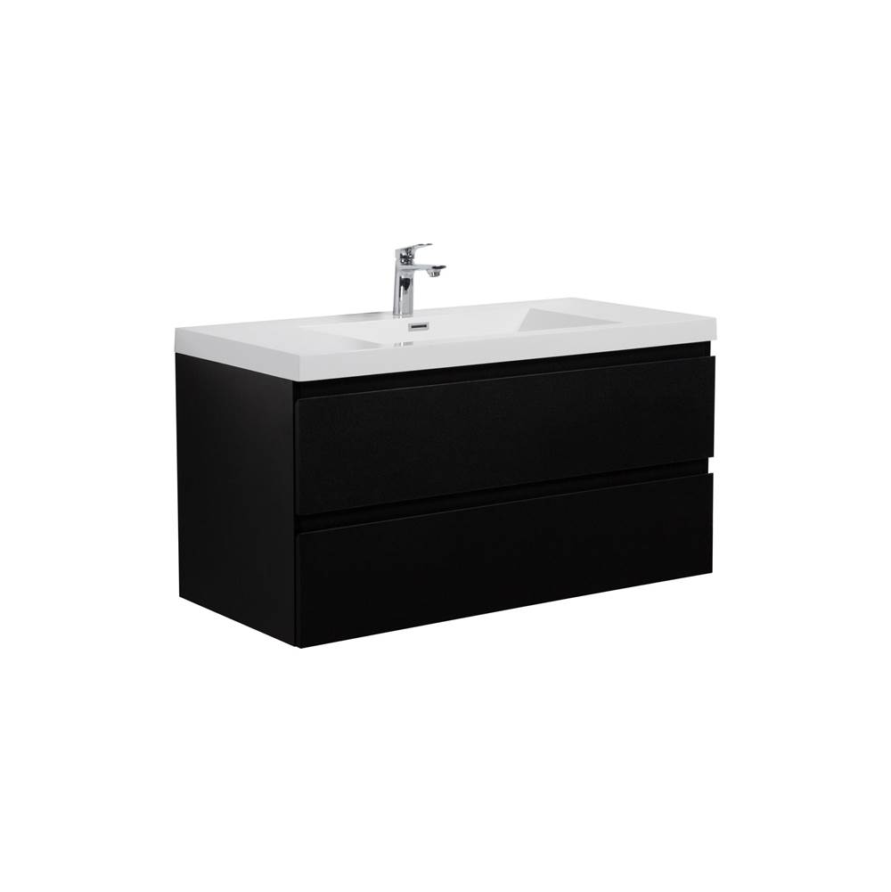 LAVIVA Aurora 42'' Matte Midnight Black Wall Hung Bathroom Vanity with White Acrylic Countertop