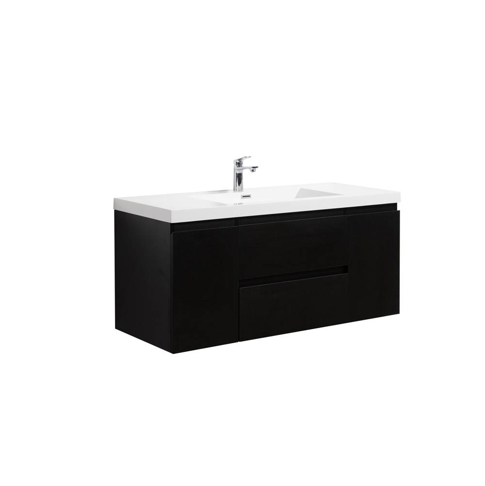 LAVIVA Aurora 48'' Matte Midnight Black Wall Hung Bathroom Vanity with White Acrylic Countertop