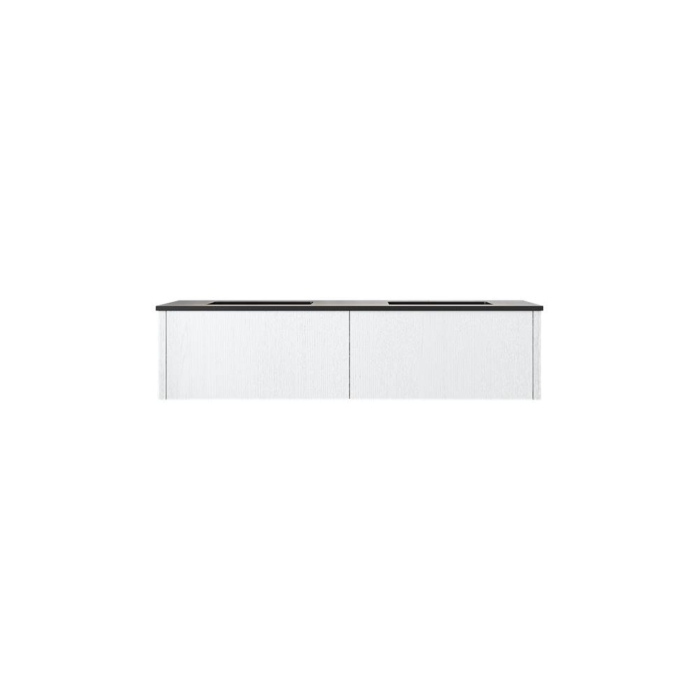 LAVIVA Legno 60'' Alabaster White Double Sink Bathroom Vanity with Matte Black VIVA Stone Solid Surface Countertop