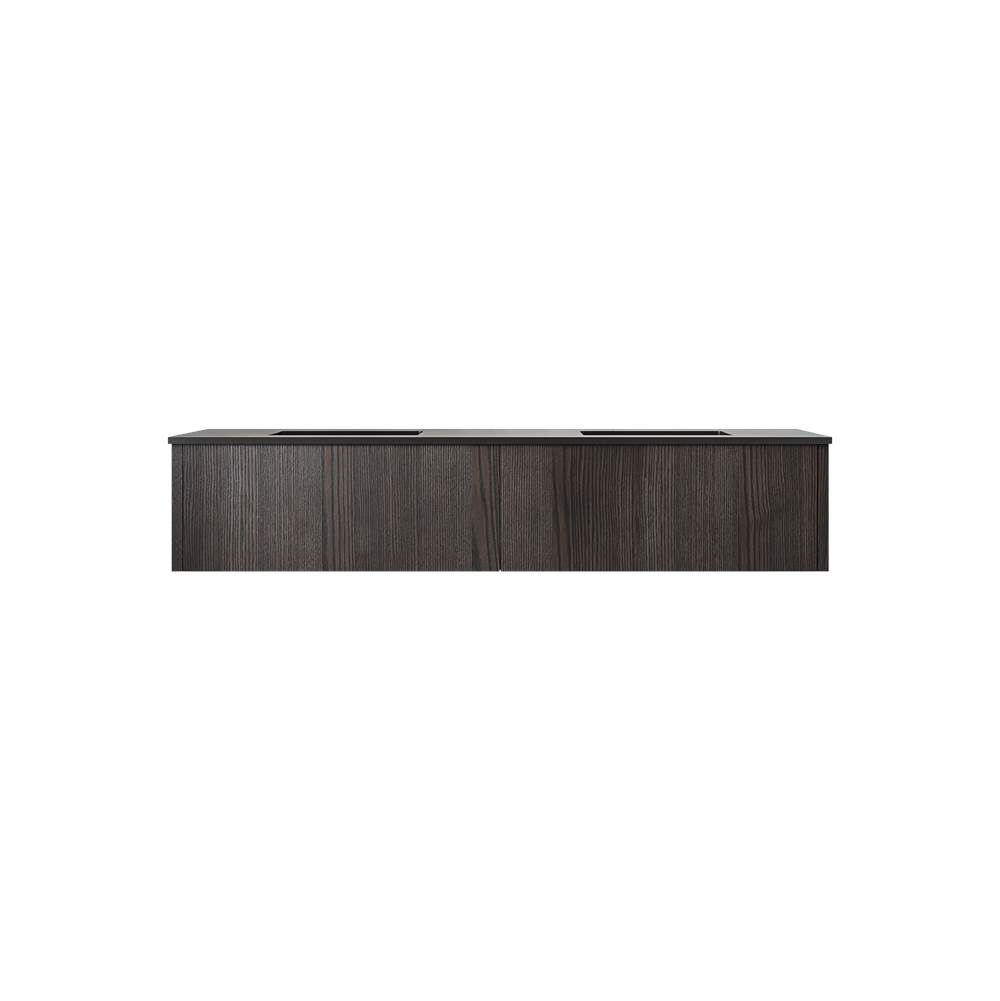 LAVIVA Legno 72'' Carbon Oak Double Sink Bathroom Vanity with Matte Black VIVA Stone Solid Surface Countertop
