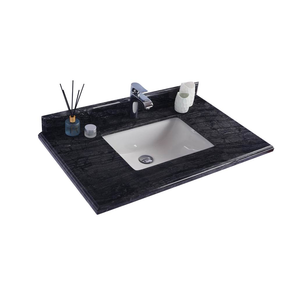LAVIVA Black Wood Marble Countertop - 36'' - Single Hole with Rectangular Sink