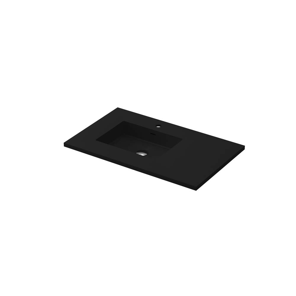 LAVIVA VIVA Stone 36'' Left Sink Matte Black - Solid Surface Countertop