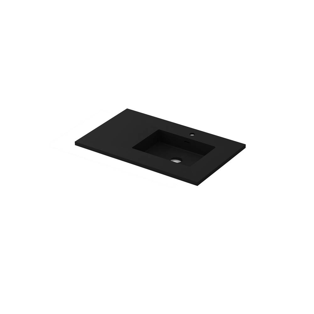 LAVIVA VIVA Stone 36'' Right Sink Matte Black - Solid Surface Countertop
