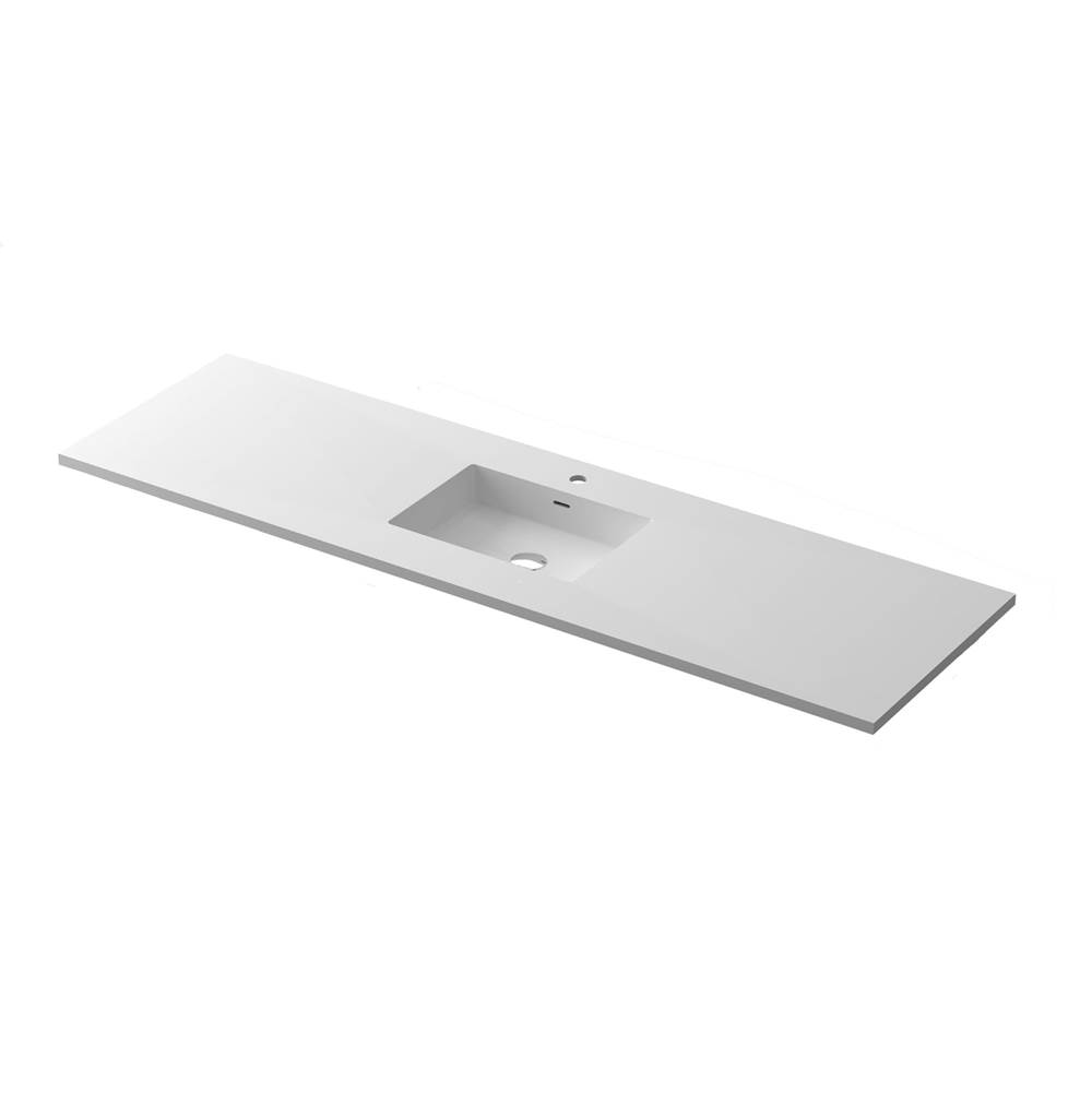 LAVIVA VIVA Stone 66'' Single Sink Matte White - Solid Surface Countertop