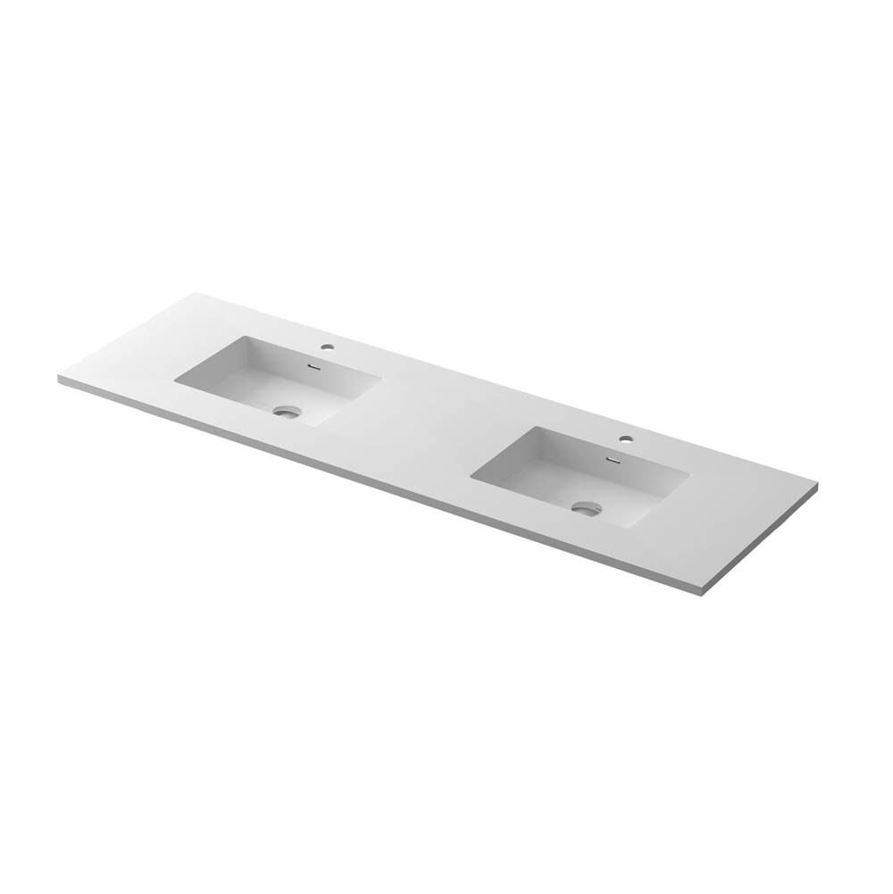 LAVIVA VIVA Stone 72'' Double Sink Matte White - Solid Surface Countertop