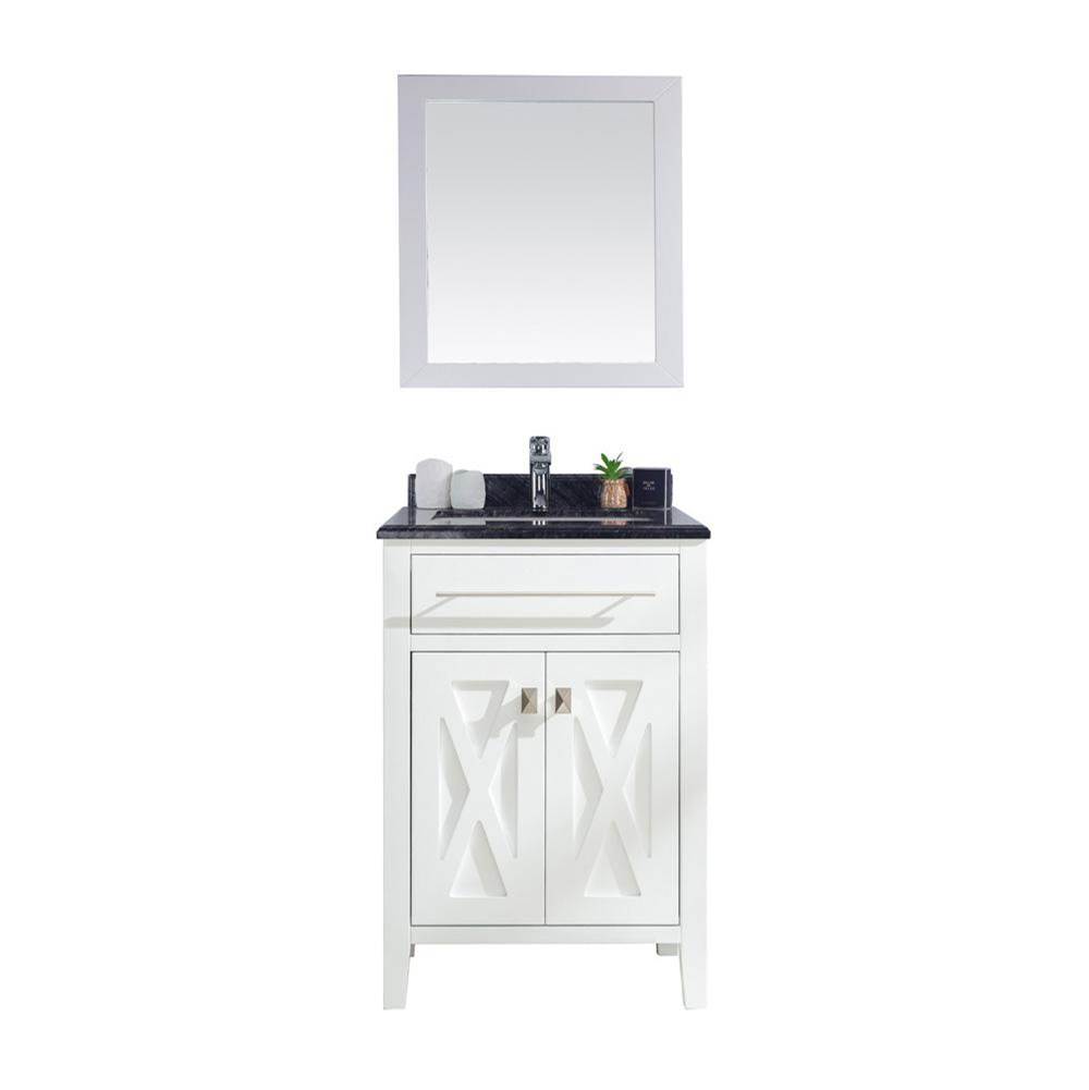 LAVIVA Wimbledon - 24 - White Cabinet And Black Wood Marble Countertop