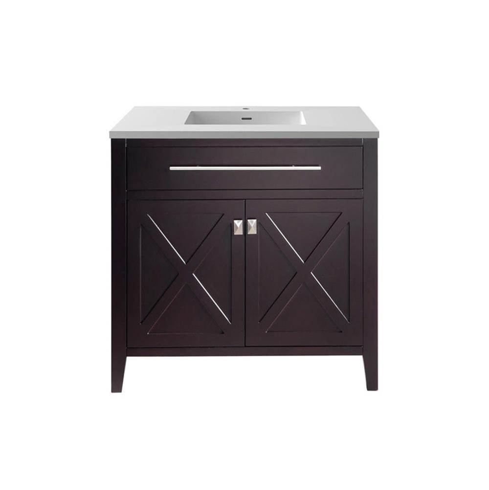 LAVIVA Wimbledon - 36 - Brown Cabinet And Matte White VIVA Stone Solid Surface Countertop