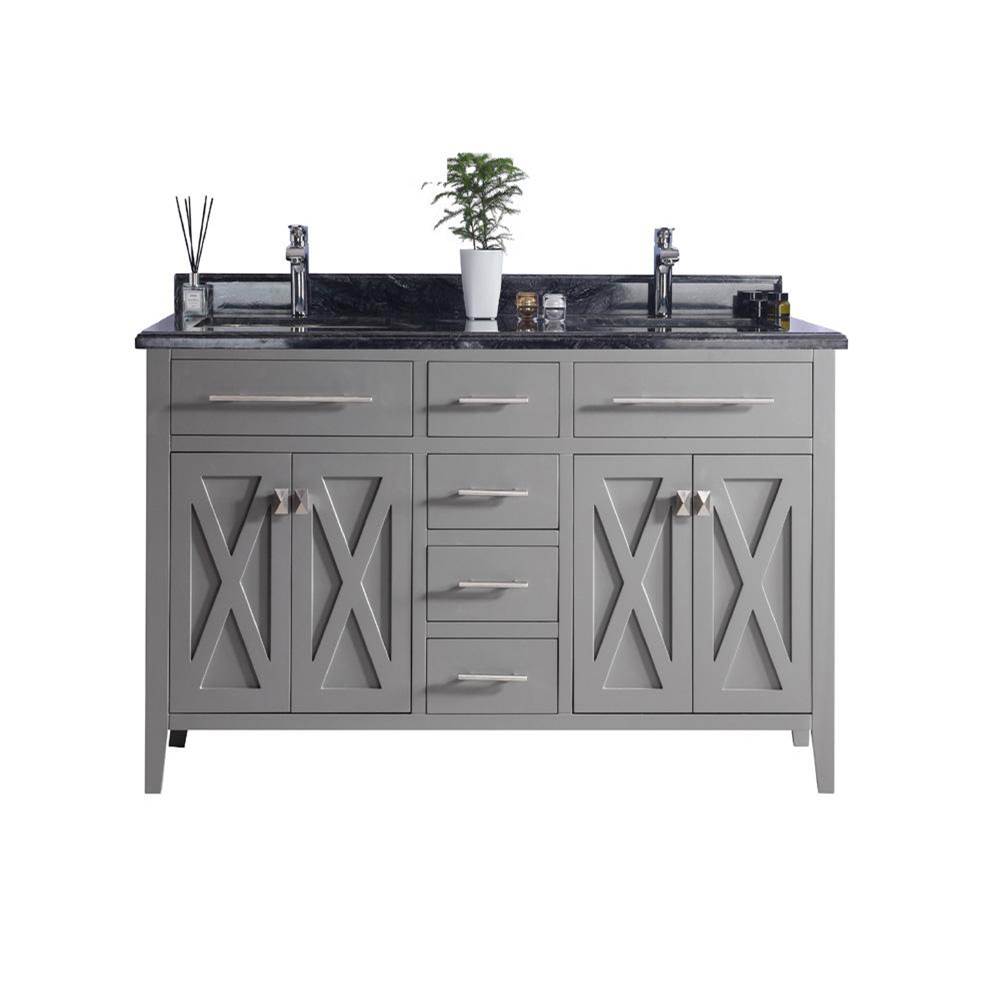 LAVIVA Wimbledon - 60 - Grey Cabinet And Black Wood Marble Countertop
