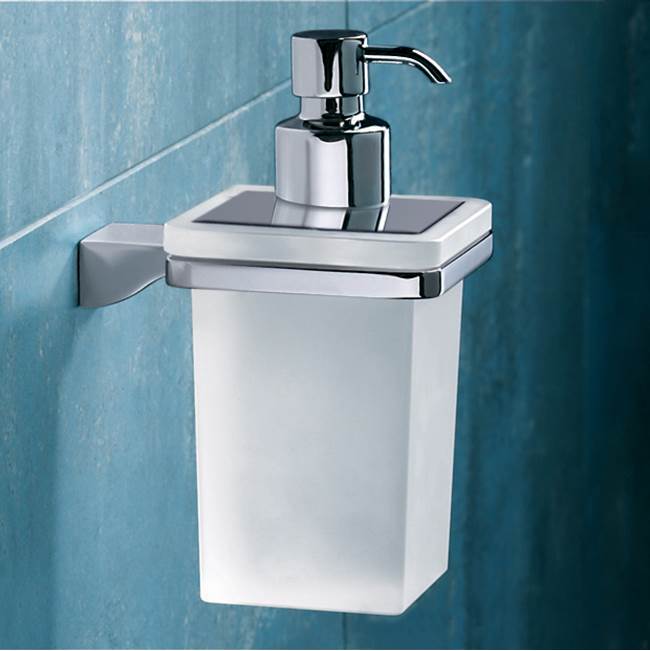 Nameeks Wall Mounted Square Frosted Glass Soap Dispenser With Chrome Mounting