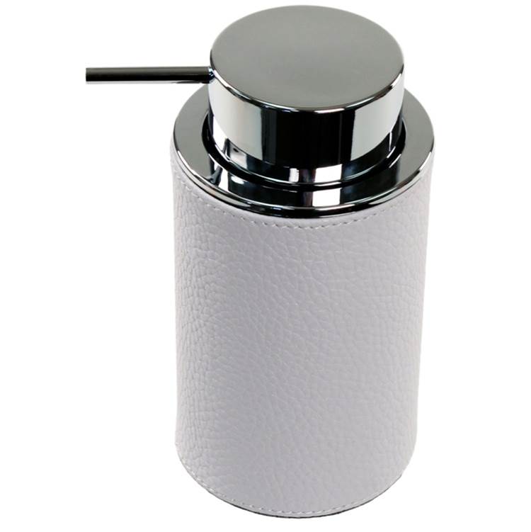 Nameeks Round Soap Dispenser Made From Faux Leather In White Finish