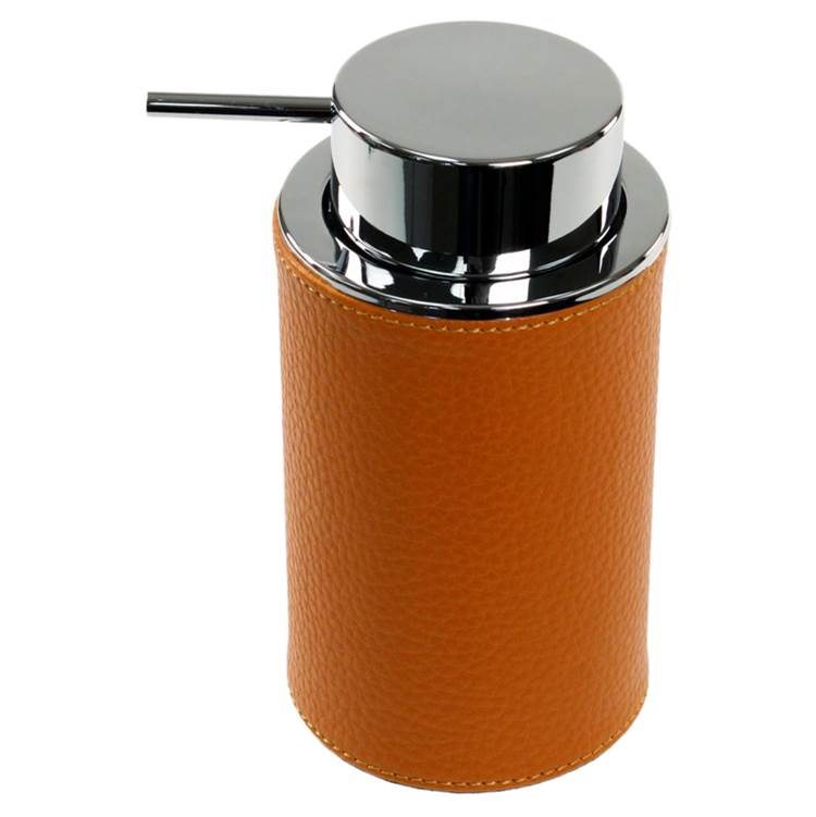 Nameeks Round Soap Dispenser Made From Faux Leather In Orange Finish