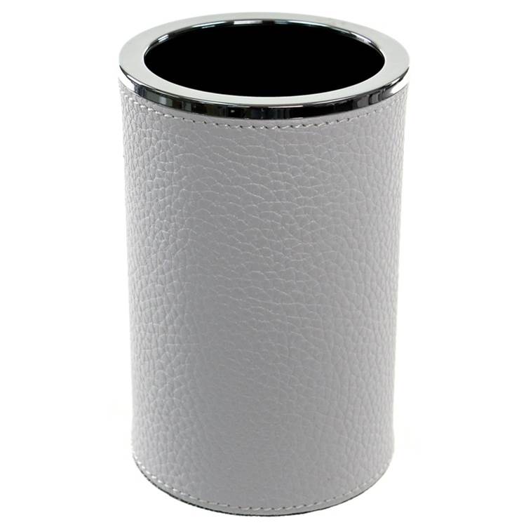 Nameeks Round Toothbrush Holder Made From Faux Leather in White Finish