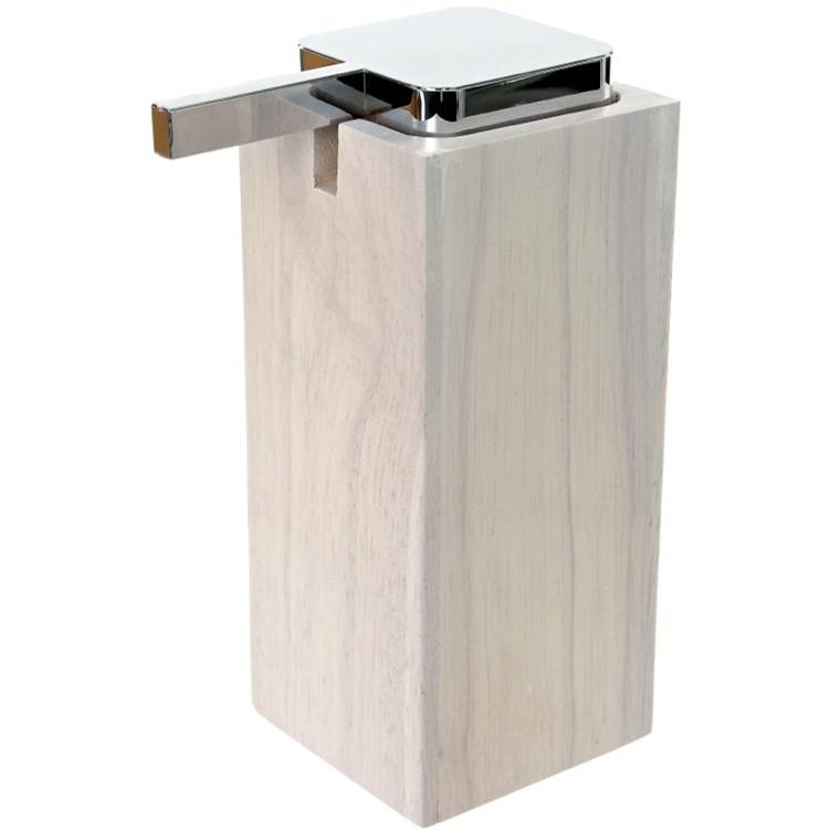 Nameeks White Square Tall Soap Dispenser in Wood