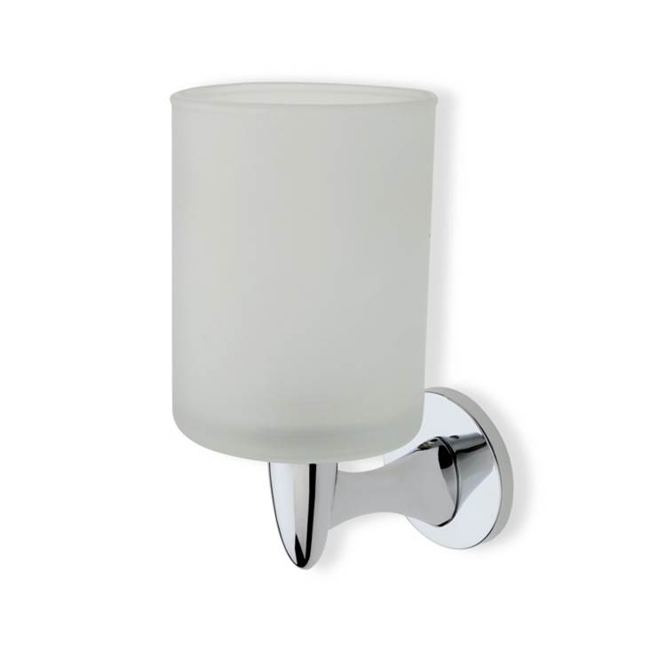 Nameeks Wall Mounted Round Frosted Glass Toothbrush Holder with Brass