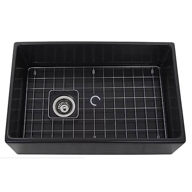 Nantucket Sinks 30 Inch Farmhouse Fireclay Sink with Drain and Grid