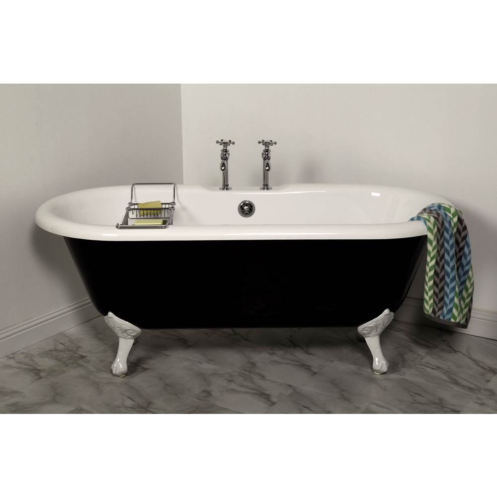Strom Living The Arcadia Black And White 5 1/2'' Acrylic Tub On Legs With 7'' Center Deck Mount Faucet Holes