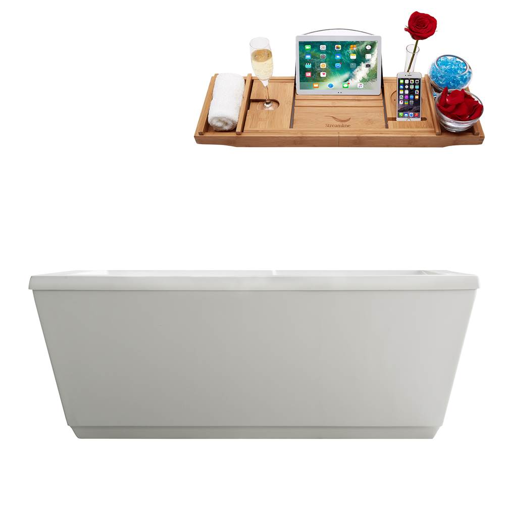 Streamline Bath 66'' Streamline M-2020-67FSWH-DM Soaking Freestanding Tub and tray With Internal Drain