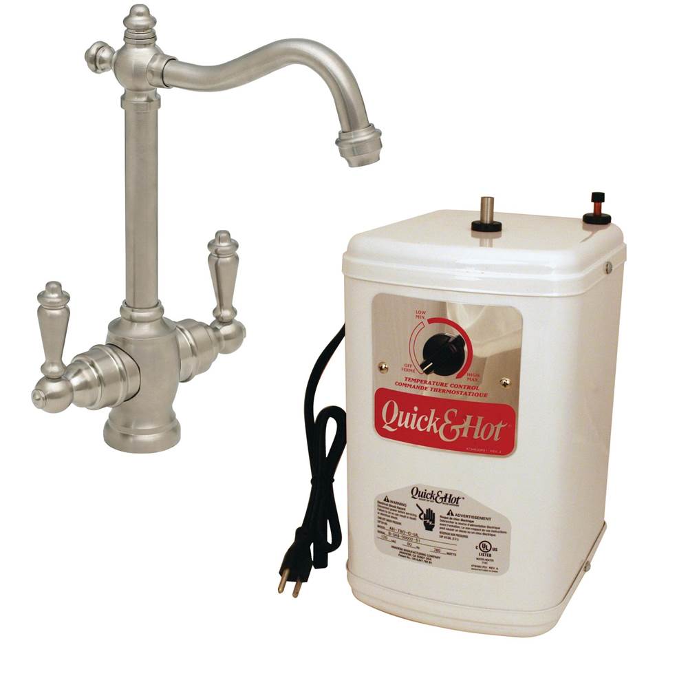 Westbrass Victorian 9 in. Hot and Cold Water Dispenser and Tank in Satin Nickel
