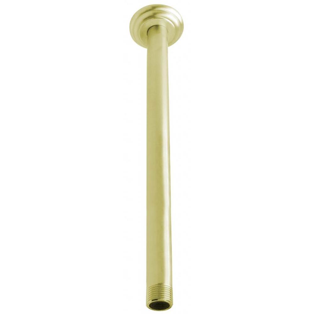 Westbrass 1/2 in. IPS x 12 in. Ceiling Mounted Shower Arm with Flange in Polished Brass
