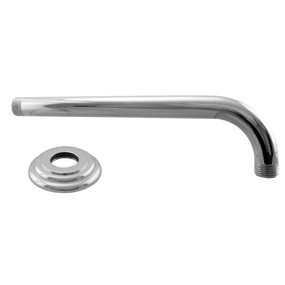 Westbrass 1/2 in. IPS x 10 in. 90-Degree Rain Shower Arm with Flange in Polished Chrome