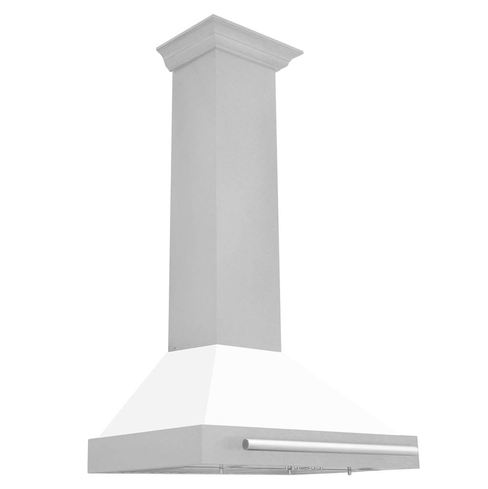 Z-Line 30'' DuraSnow® Stainless Steel Range Hood with White Matte Shell and Stainless Steel Handle
