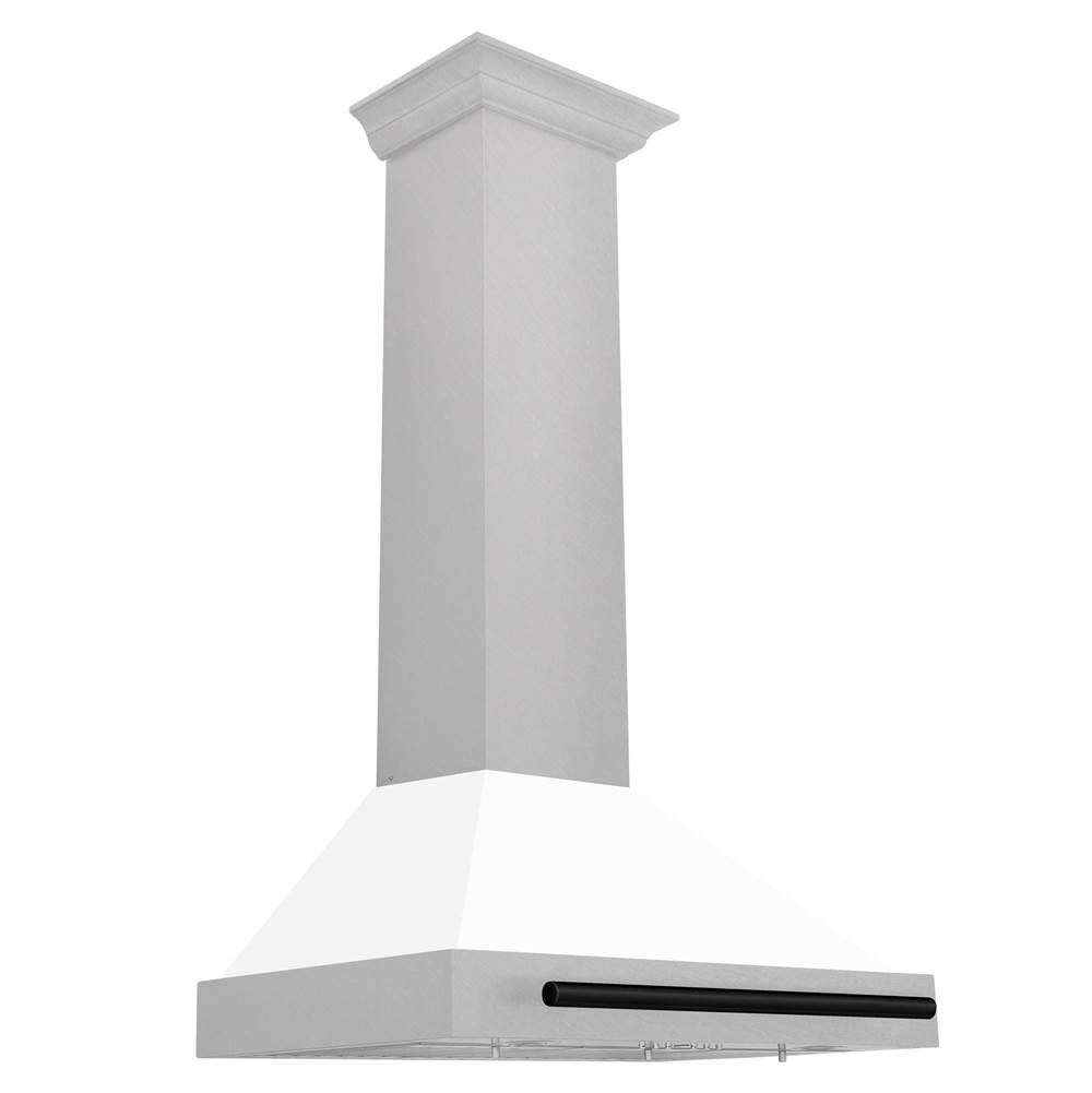 Z-Line 30'' Autograph Edition DuraSnow® Stainless Steel Range Hood with White Matte Shell and Matte Black Handle