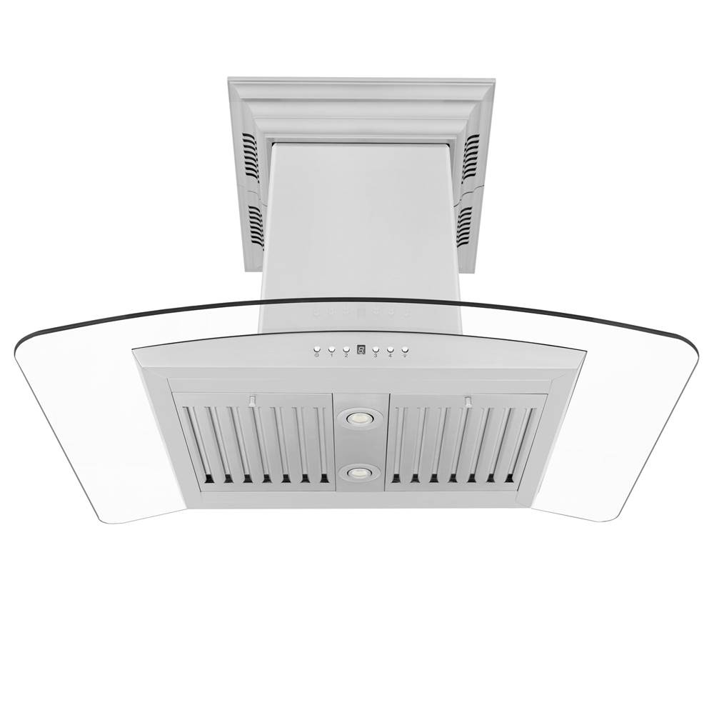 Z-Line 36'' Island Mount Range Hood in Stainless Steel with Built-in CrownSound Bluetooth Speakers