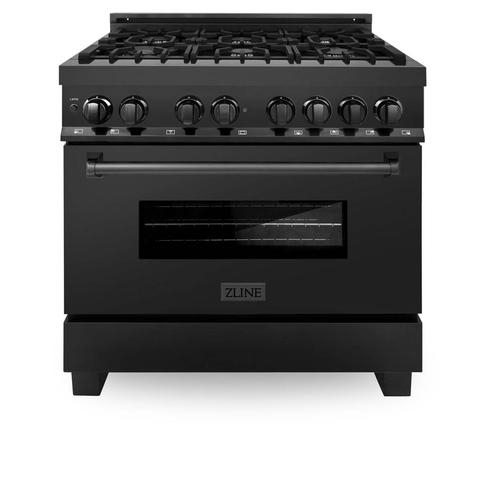 Z-Line 36'' Black Stainless 4.6 cu.ft. 6 Gas Burner/Electric Oven Range with Brass Burners