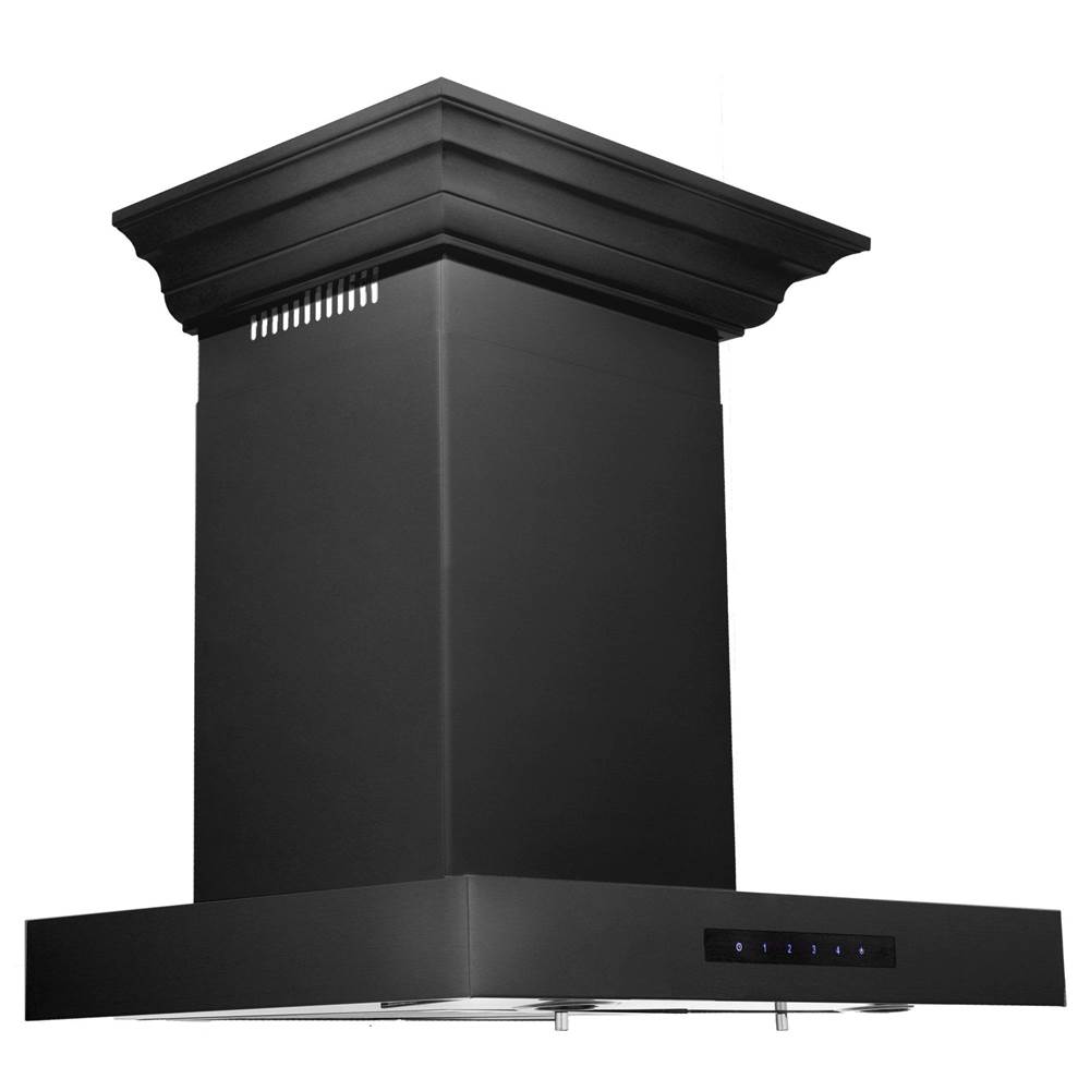 Z-Line Convertible Vent Wall Mount Range Hood in Black Stainless Steel with Crown Molding (BSKENCRN)