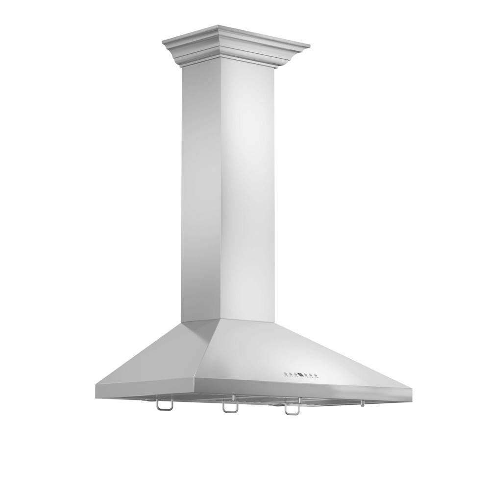 Z-Line 36'' Wall Mount Range Hood in Stainless Steel with Crown Molding